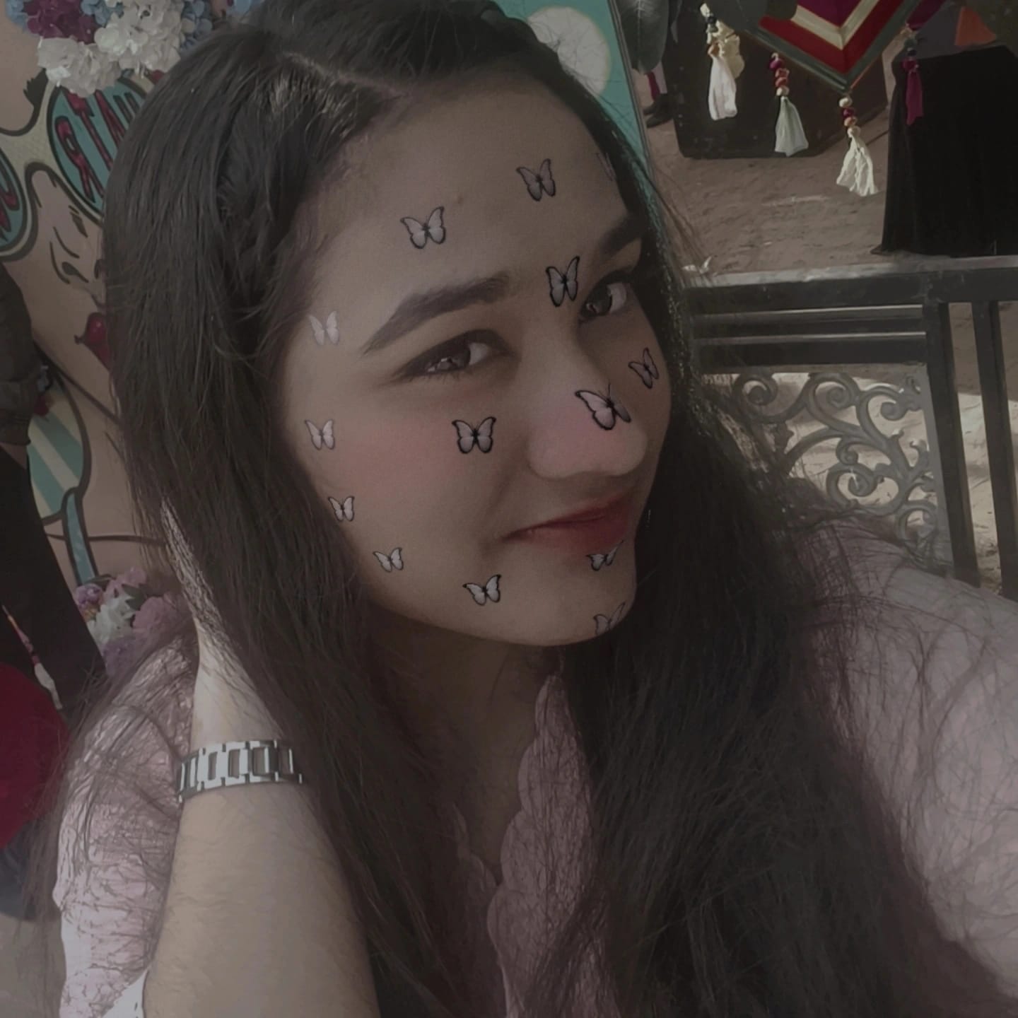 Hemangini with butterfly stickers